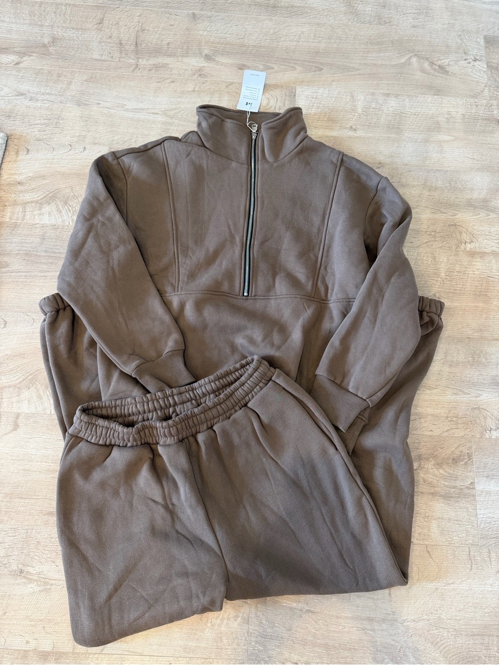 Brown Half-Zip Pullover & Jogger Set